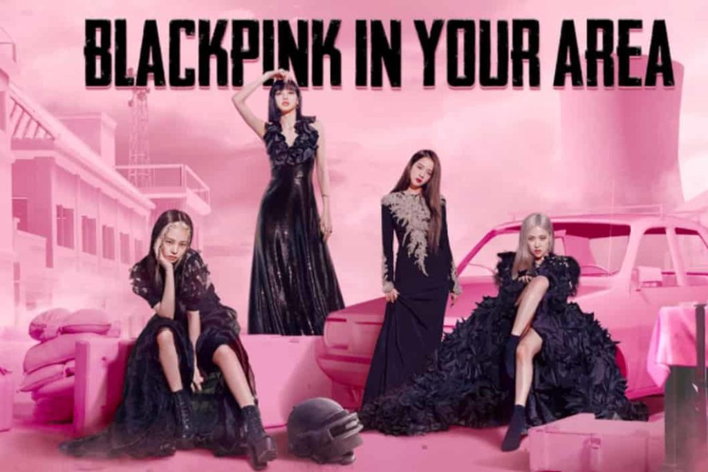 Blackpink em vestido preto e roso